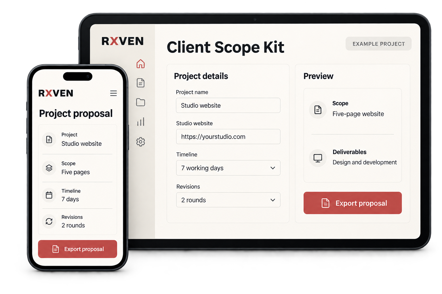 Client Scope Kit displayed on a tablet and phone